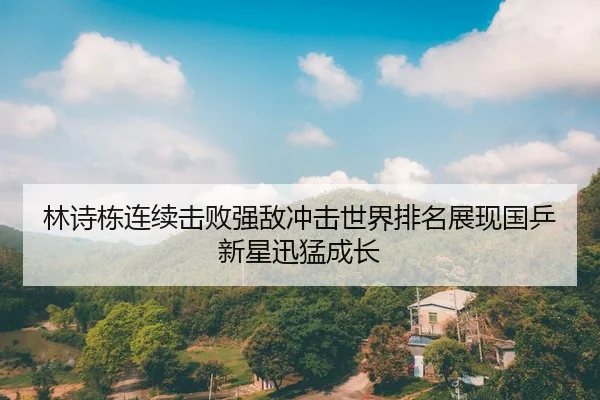 林诗栋连续击败强敌冲击世界排名展现国乒新星迅猛成长